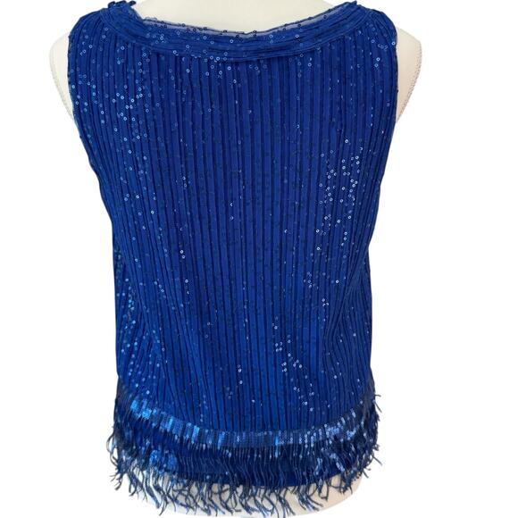 MAX STUDIO MSSP Top Womens XS  Blue Sequin Cocktail Patriotic Holiday Party - Picture 2 of 8
